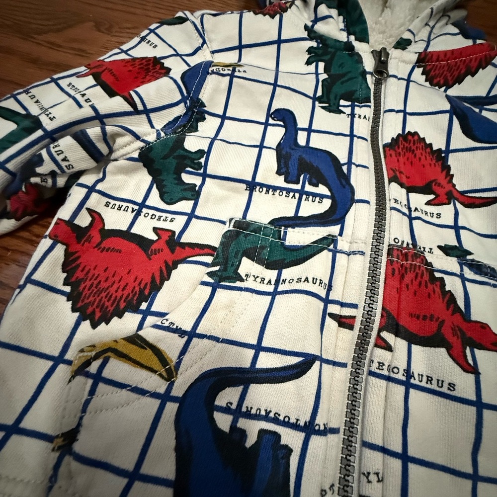 Hanna Andersson Sherpa Lined Dinosaur Hoodie 3T - Picture 3 of 11